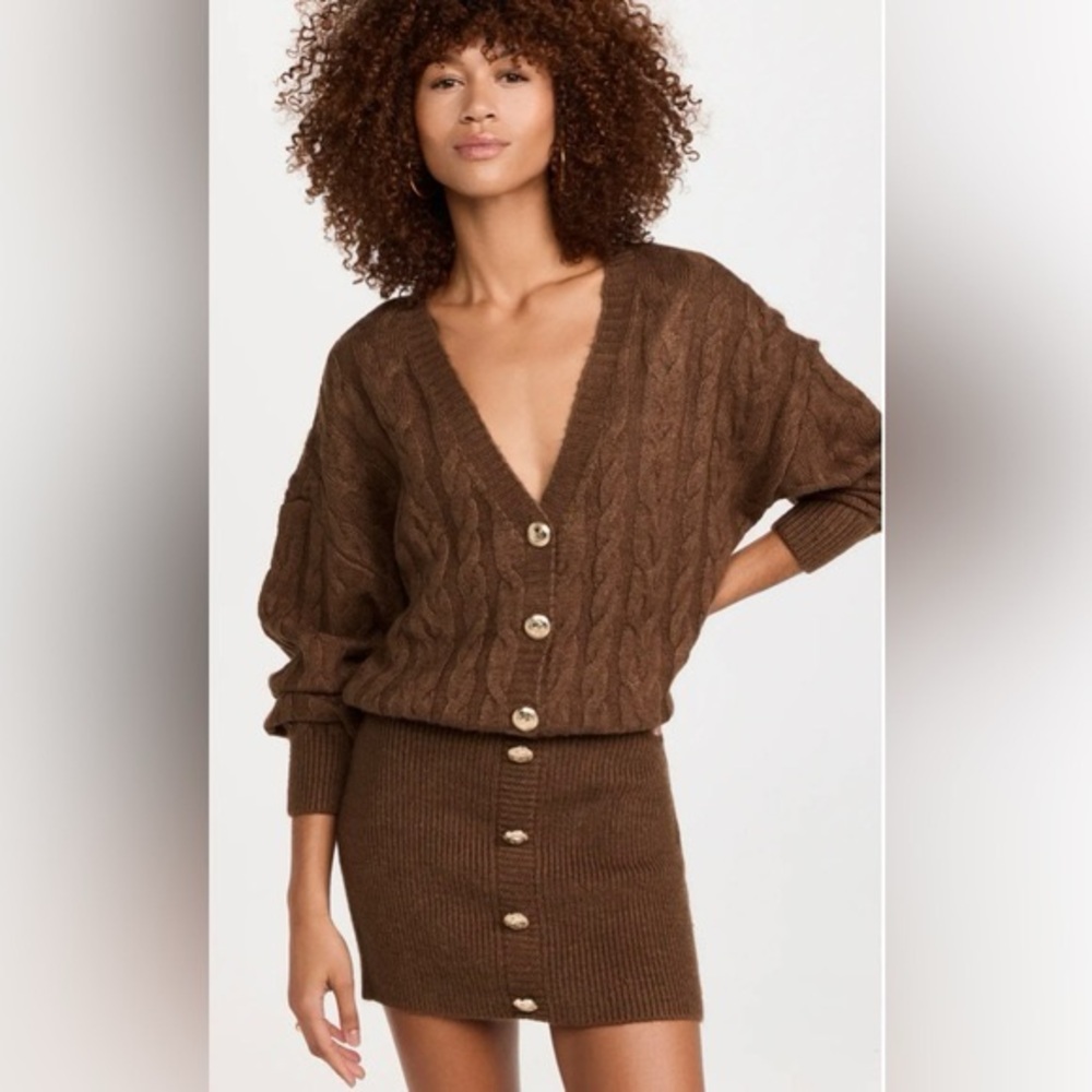 Retrofete Cable Knit Brown Cardigan